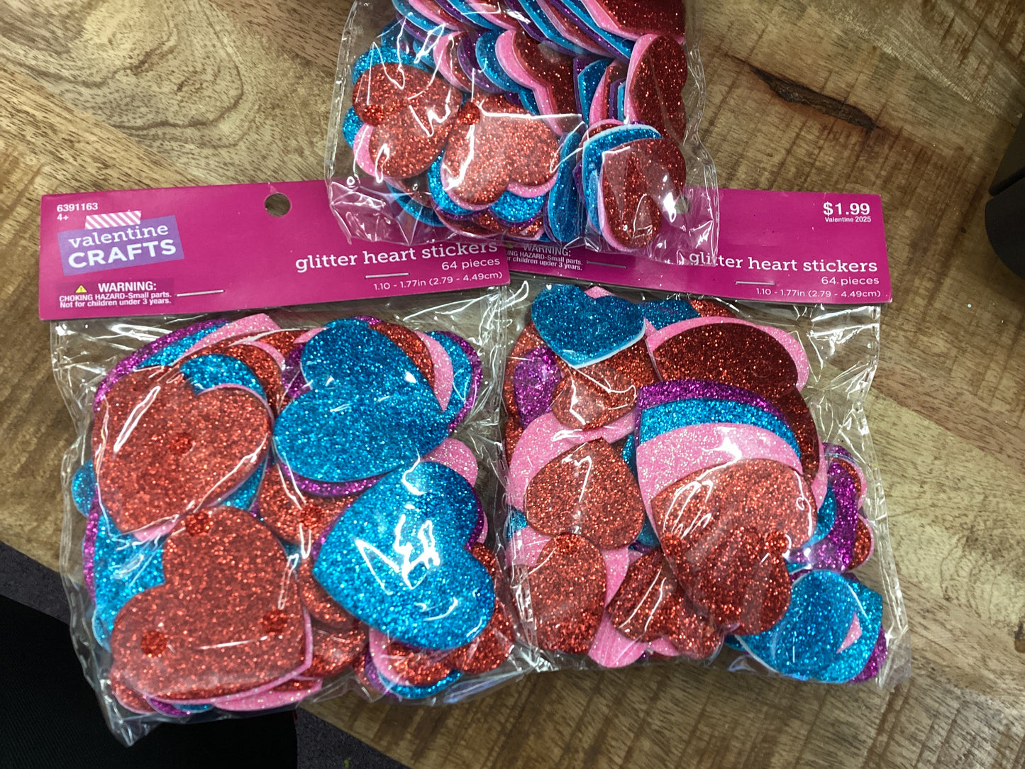 Valnetine Crafts Glitter Heart Stickers