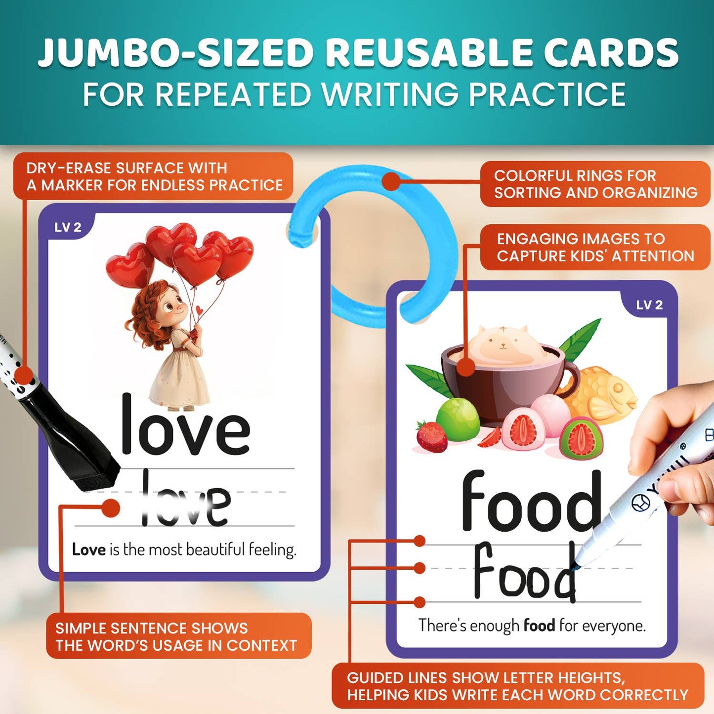 Flash Cards Writing for Kids | 5 Levels