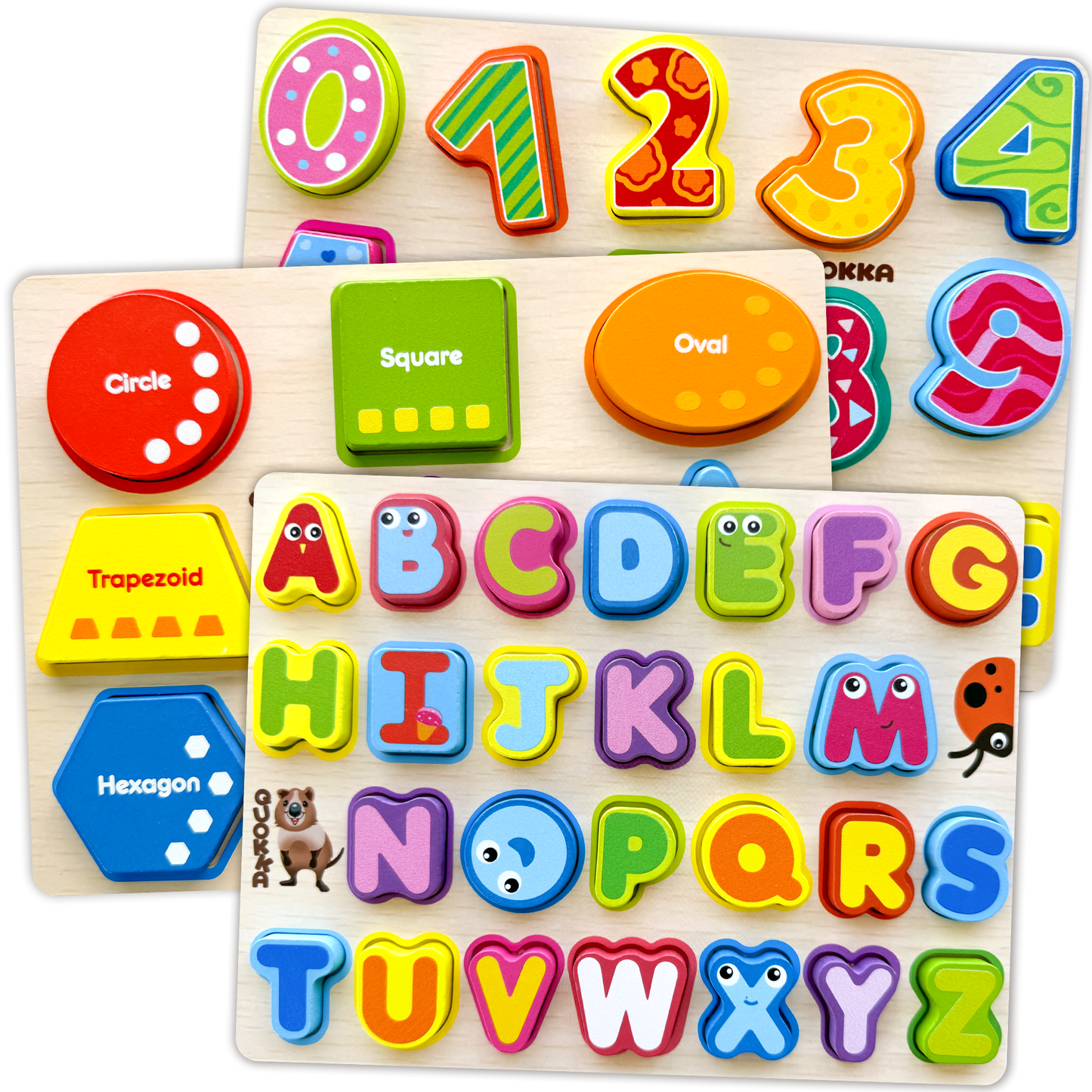 Montessori Chunky Wooden Puzzles | 3xSET