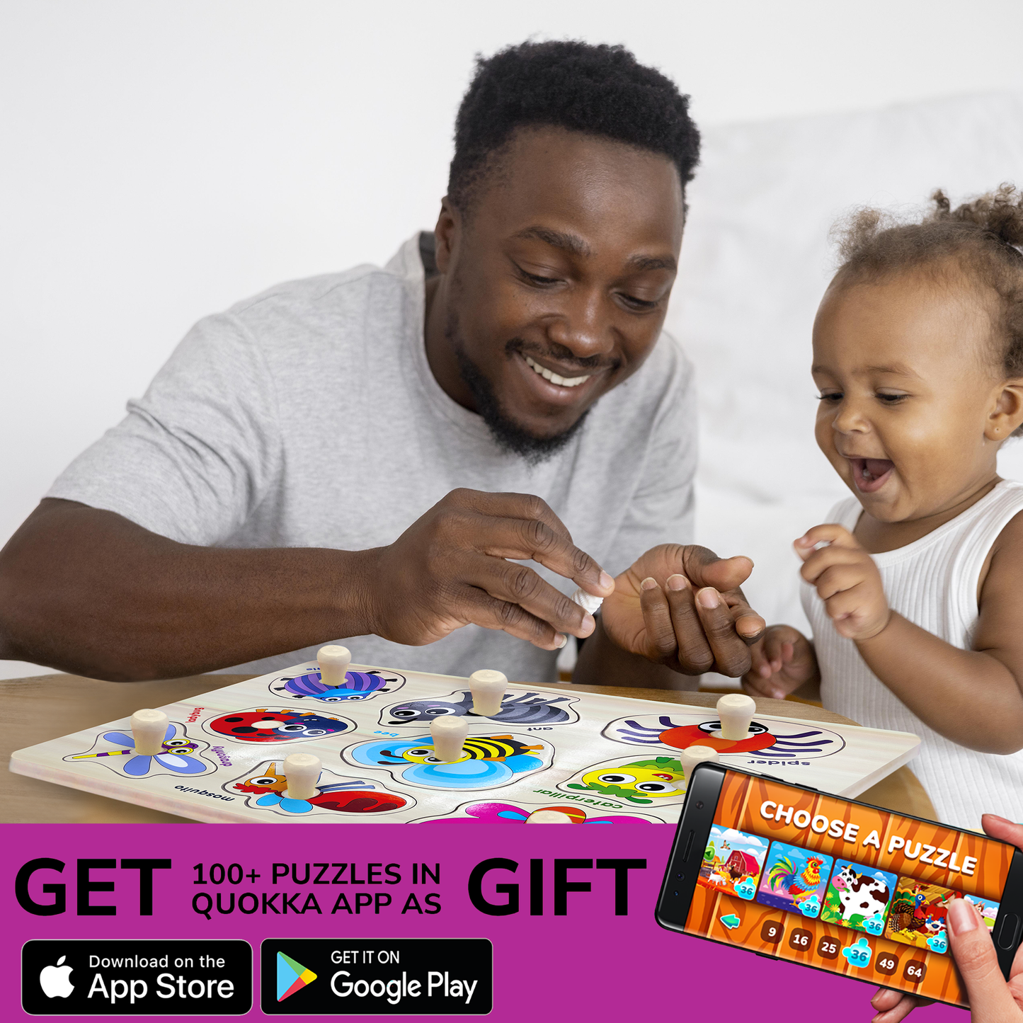 6xSET Wooden Puzzles for Toddlers |ABC, Numbers, Animals