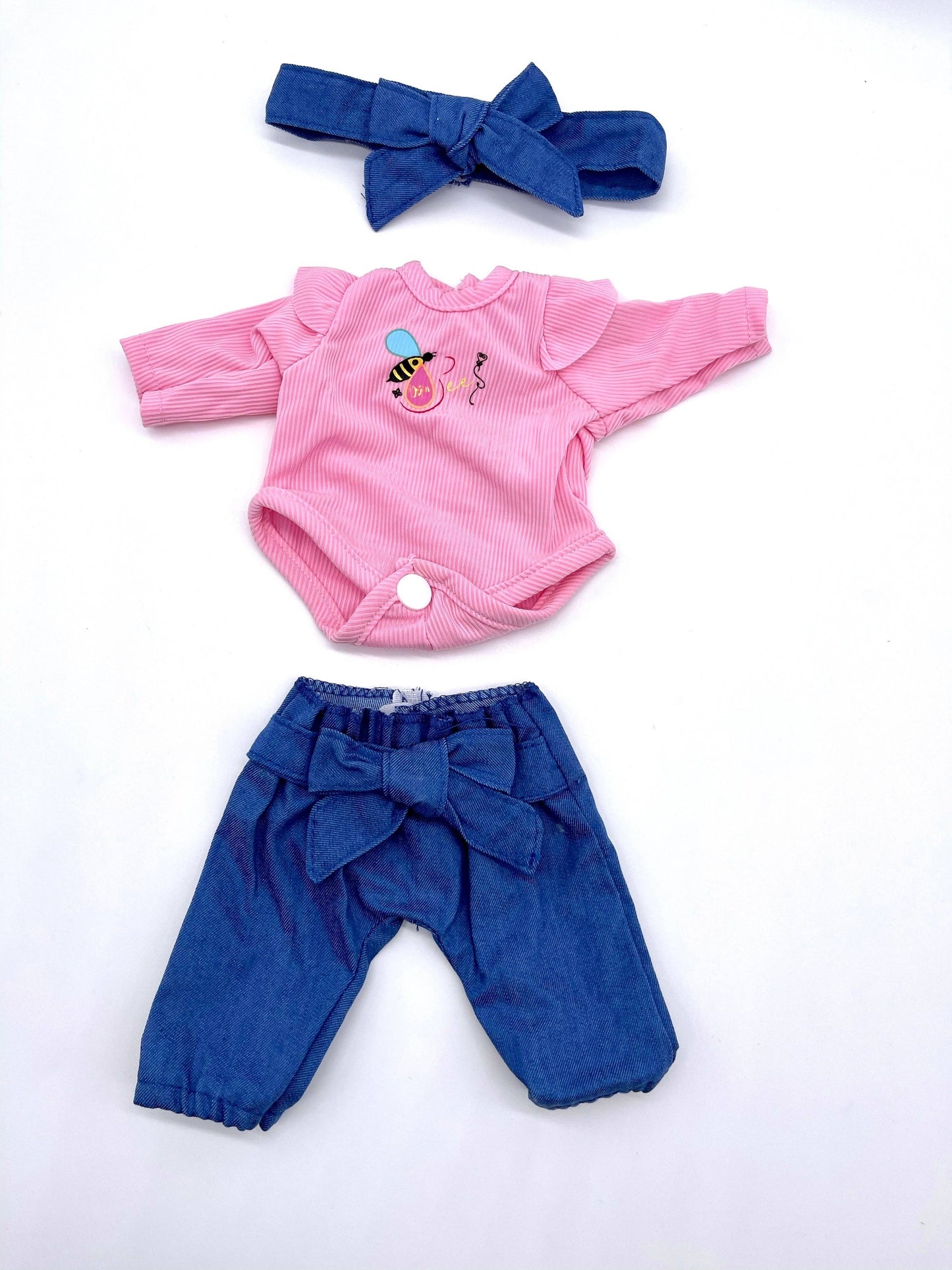 Denim Outfit - 4 Piece Set for Baby Bee (doll sold separately)