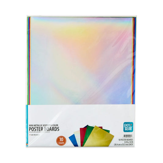 Pen+Gear Assorted Metallic Mini Poster Board, 12" x 14", 10 Count