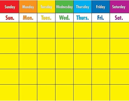 Carson Dellosa 17" x 22" Colorful Calendar, Days of the Week Chart