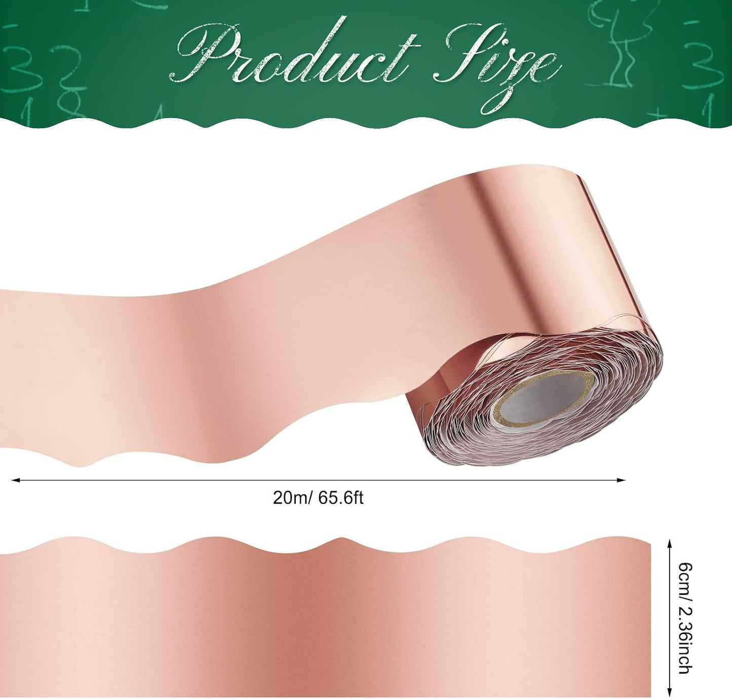 Ecally 65.6 ft Scalloped Bulletin Board Borders Classroom Shine Decorative Scalloped Bulletin Board Trim Borders Decorations for School Classroom Home Decor(Rose Gold)