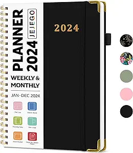 2024 Planner, Weekly and Monthly Calendar Planner with Spiral Bound