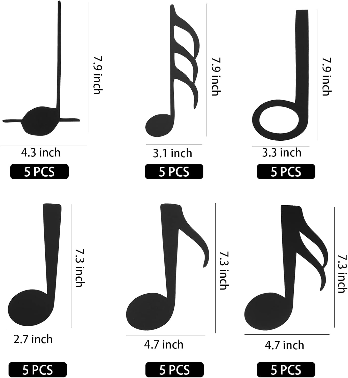 60 Piece Musical Notes Wall Decor