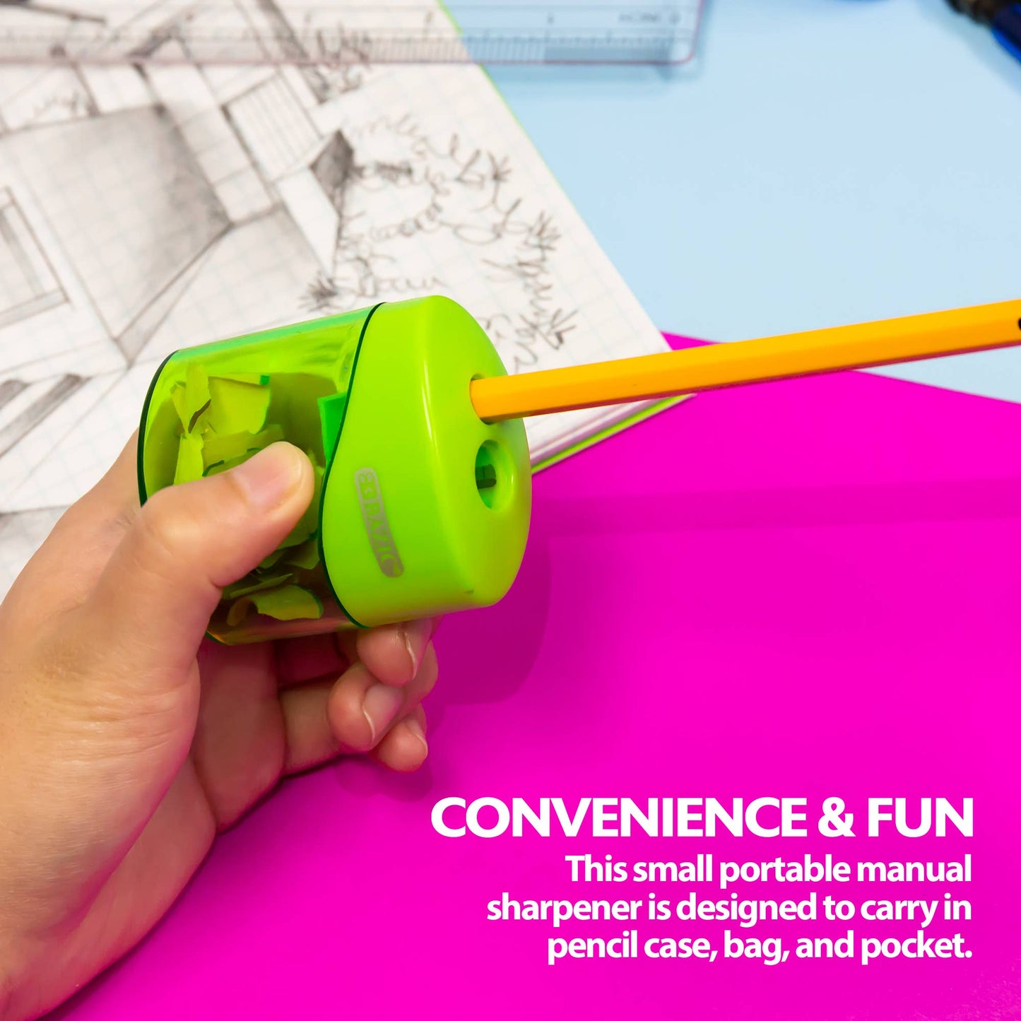 Sophie Dual-Hole Pencil Sharpeners, 2 Count, With Receptacle: 24