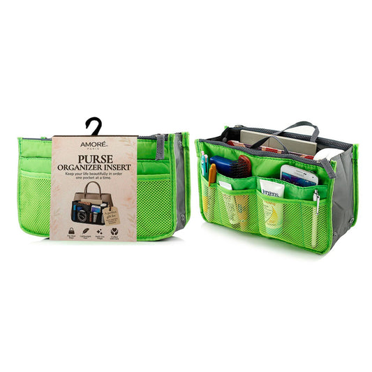Travel Tote Handbag/Purse Insert Cosmetic Organizer: Green
