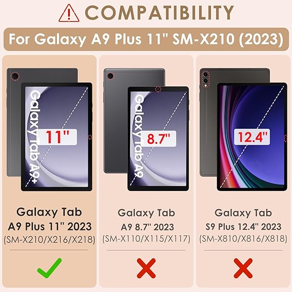 Compatibility chart for Samsung Galaxy tablets on a beige background