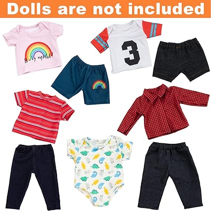5 Sets 15-18 Inch Doll Clothes Outfits Casual Wear for 43cm New Born Baby Doll Clothes, 16 Inch Baby Doll Clothes 17 in Boy Doll Clothes 18 inch Doll