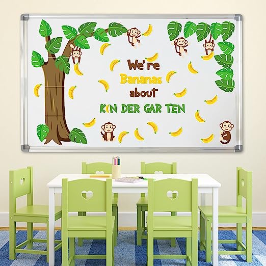 84Pcs Wild Animals Kindergarten Back to School Bulletin Board Set Bananas