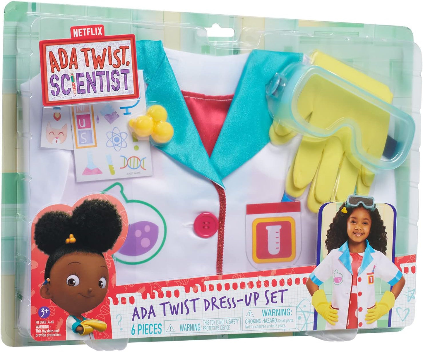 Just Play Ada Twist, Scientist Dress-Up Set, Size 4-6X, Includes Experiment Card and 5 Costume Accessories, Kids Toys for Ages 3 Up
