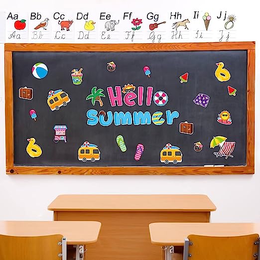 68Pcs Hello Summer Cutouts Summertime Bulletin