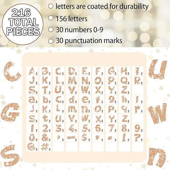 216 Pcs Glitter Bulletin Board Letters for Classroom