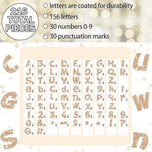 216 Pcs Glitter Bulletin Board Letters for Classroom