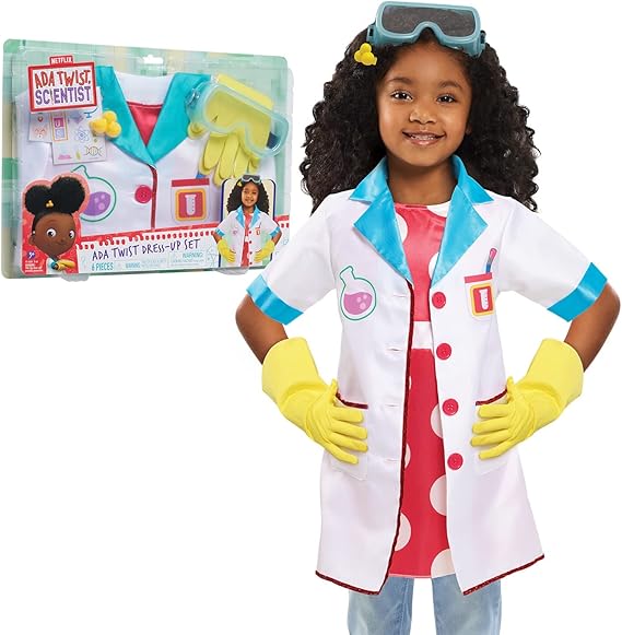 Just Play Ada Twist, Scientist Dress-Up Set, Size 4-6X, Includes Experiment Card and 5 Costume Accessories, Kids Toys for Ages 3 Up