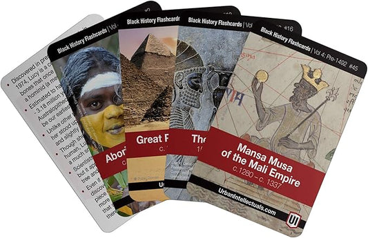 Urban Intellectuals Black History Flash Cards – Volume 4, Pre-1492 – Education Resources for High School Classroom – Great African American Heroes – Pre-Colonization – with Bonus Nelson Mandela Card