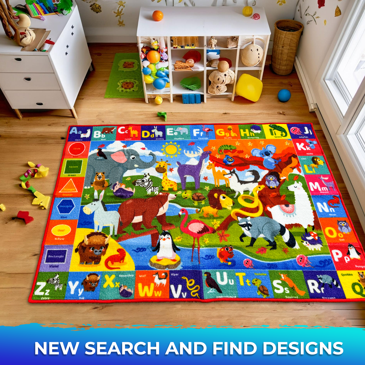 Classroom Rug for Kids | 59x39 ABC Rugs for Playroom