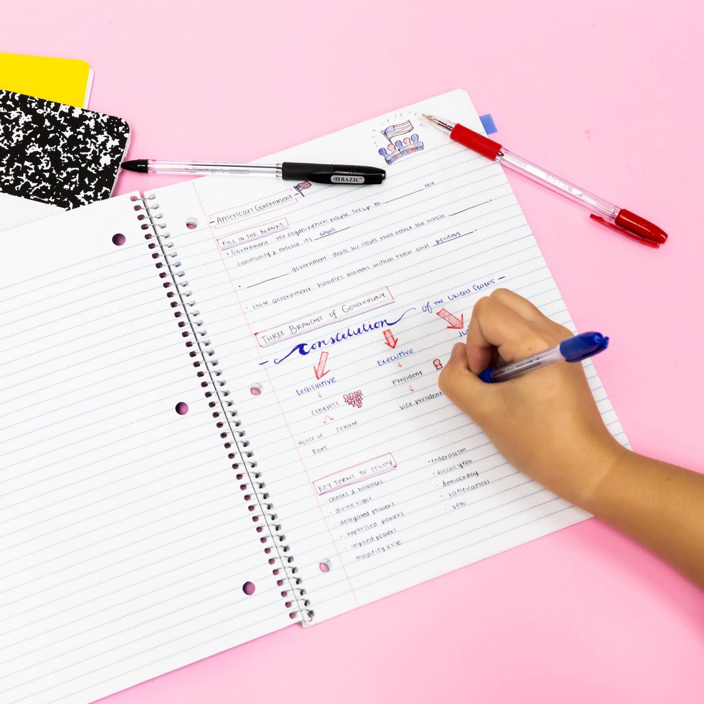 5 Subject Spiral Notebook: College ruled