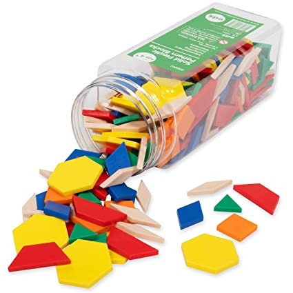 edxeducation Plastic Pattern Blocks - Set of 250 - Early Geometry Skills - Math Manipulative for Shape Recognition, Symmetry, Patterning and Fractions - Ages 4+