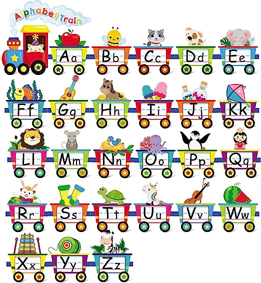 Alphabet Train Bulletin Board Set Animals Alphabet Cards Alphabet Line for Classroom Wall Letters Banner Decor