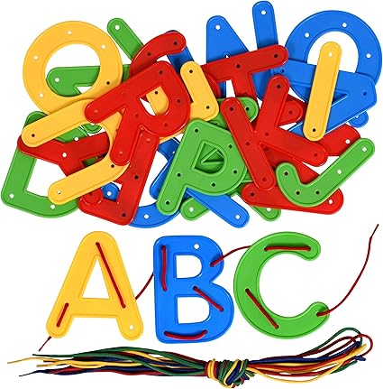 READY 2 LEARN Lacing Alphabet - Uppercase - 26 Letters - 8 Laces - Threading Toy