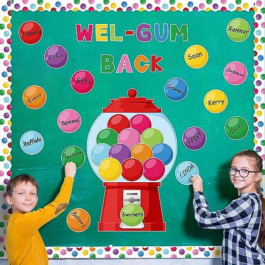 Back to School Gumball Machine WEL-Gum Cutouts Colorful Bubble Gumballs