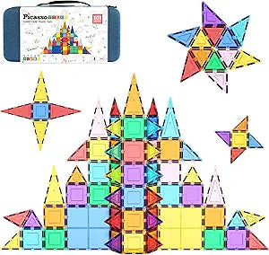 PicassoTiles 100pcs Magnetic Building Block Toy + Case Set Magnet Tile