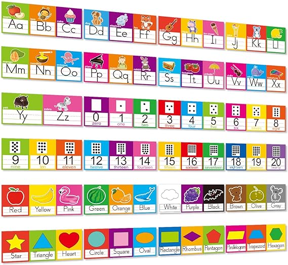 Alphabet Line ABC Number 0-20 Colors and Shapes Wall Decorations