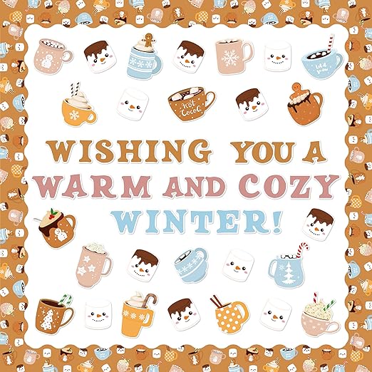 Winter Cocoa Mug Marshmallow Bulletin Board Set