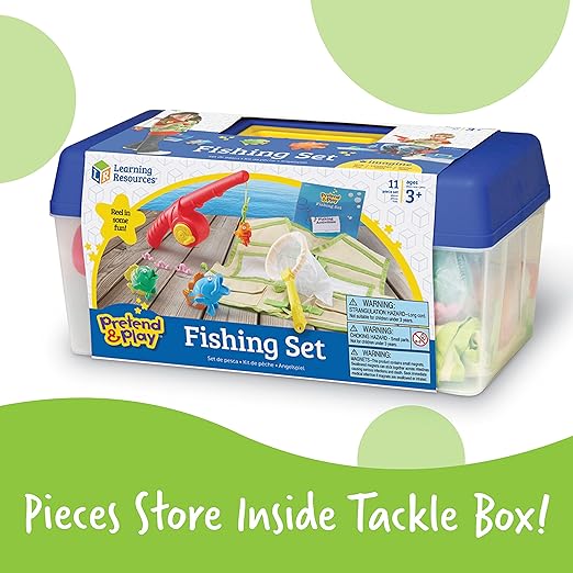 Learning Resources Pretend & Play Fishing Set - 11 Pieces, Ages 3+ Toddler Pretend Play Toys, Preschool Learning Toys, Fishing Pole for Kids, Fisherman Costume