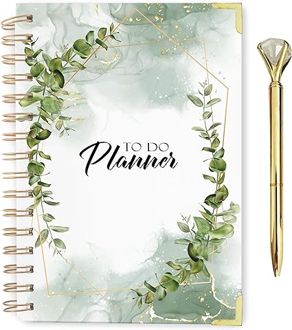 To Do List Notebook with Gold and Diamond Pens