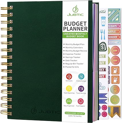 JUBTIC Budget Planner and Monthly Bill Organizer with Pockets.
