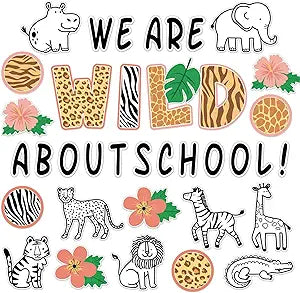 Safari We are Wild about School Bulletin Board Set Jungle Classroom