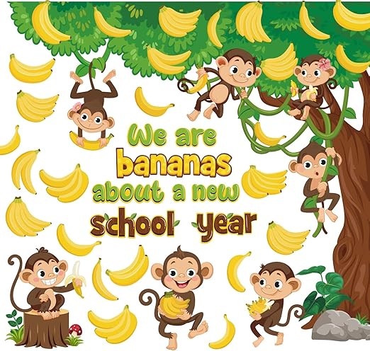50 Pcs Summer Monkey Tree Bulletin Board Set