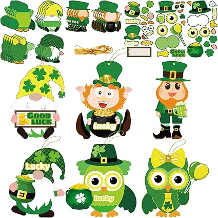 St. Patricks Day Craft Kits for Kids DIY Leprechauns Shamrock Owl Gnome