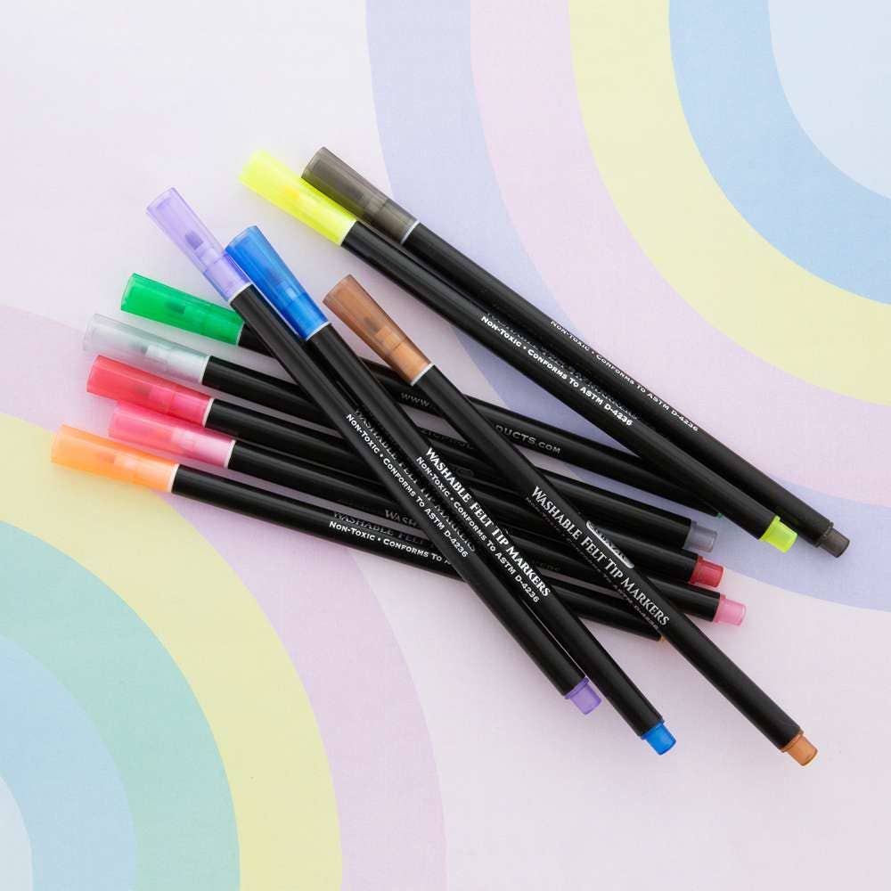 Felt Tip Washable Markers 10 Colors