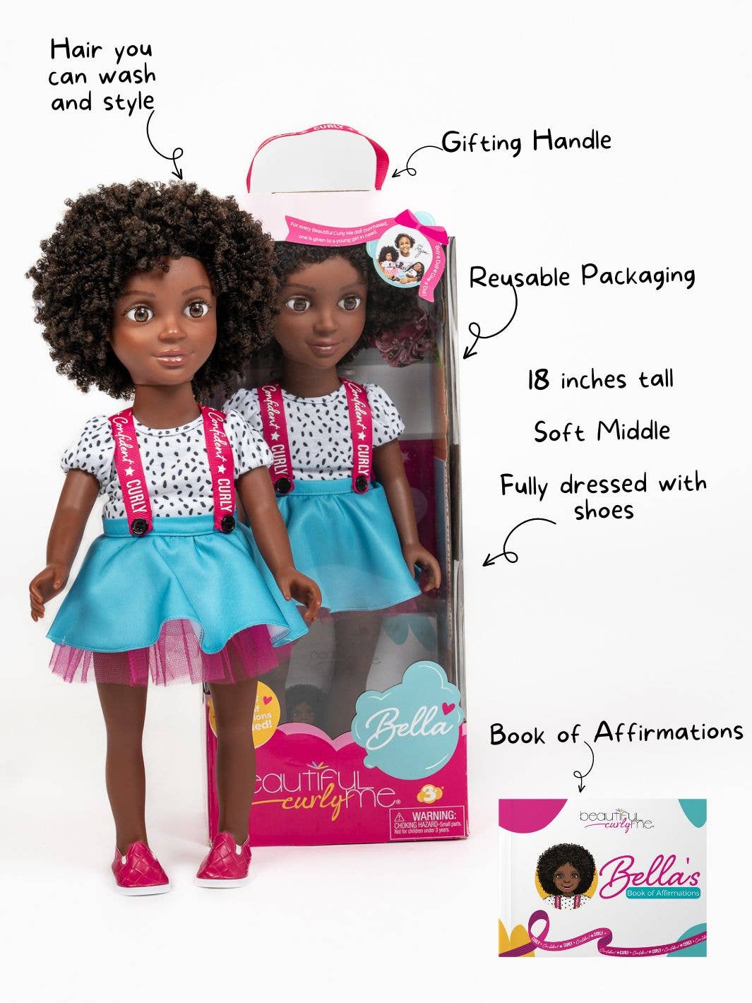 Beautiful Curly Me Bella – 18 inch Doll with Natural Curly Hair