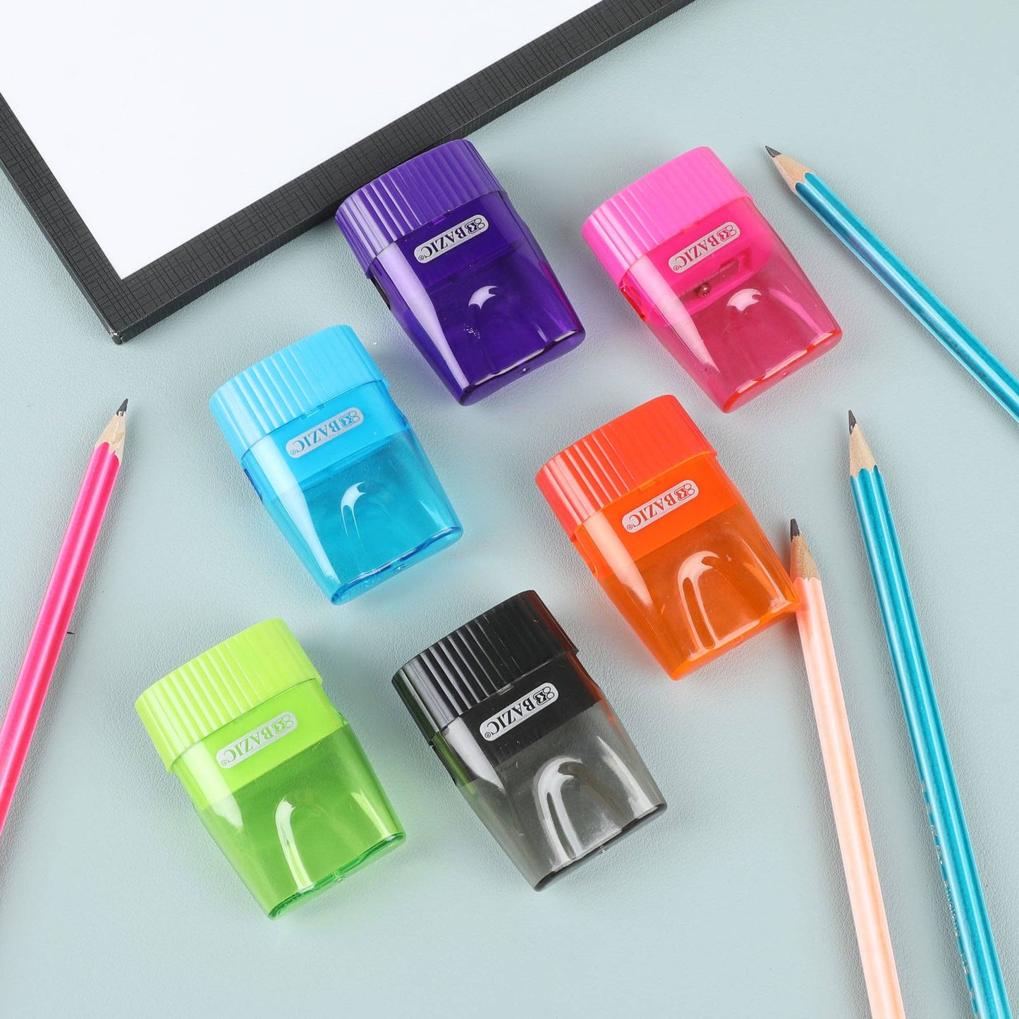 Pencil Sharpener with Receptacle, Assorted Colors