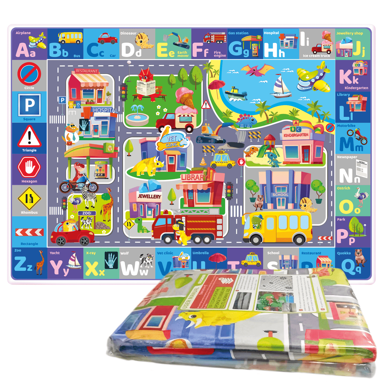 Floor Playmat | Super Soft Plush ABC Play Mat for Kids