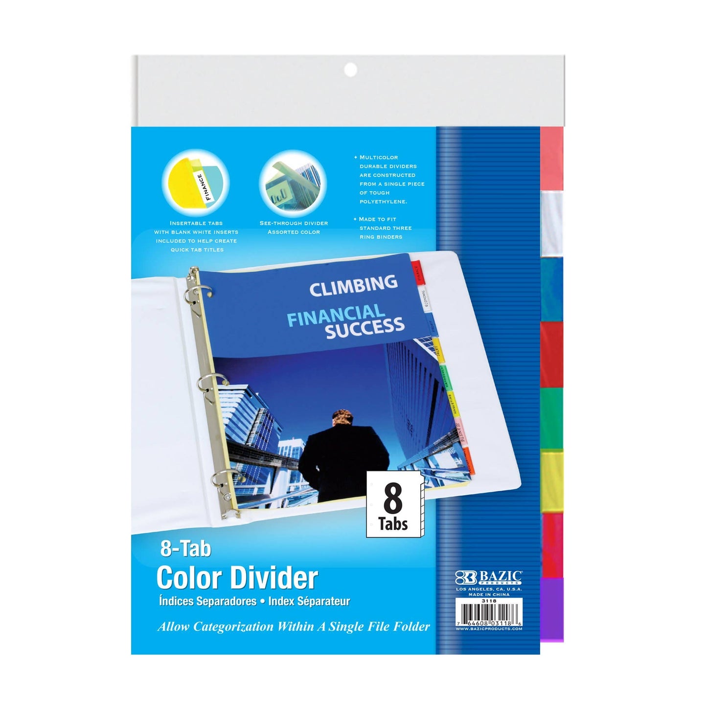 3 Ring Binder Dividers With Insertable Color Tabs: 5-insertable color tabs