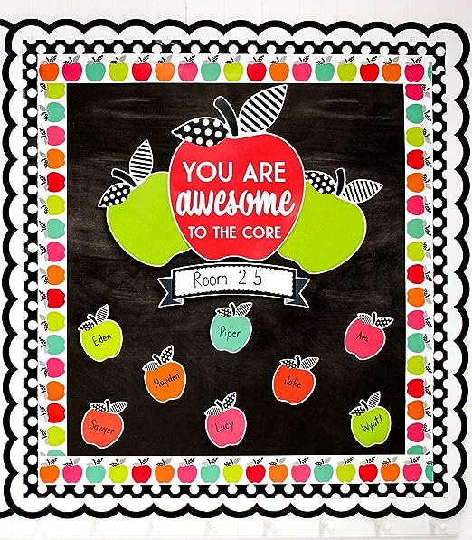 White and Stylish Apple Bulletin Board Set—You are Awesome to the Core Motivational Apple, Banner