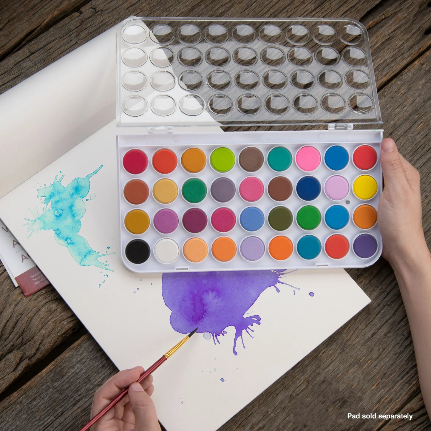 Royal & Langnickel - 36 Color Watercolor Artist Paint Cake Set with Brush
