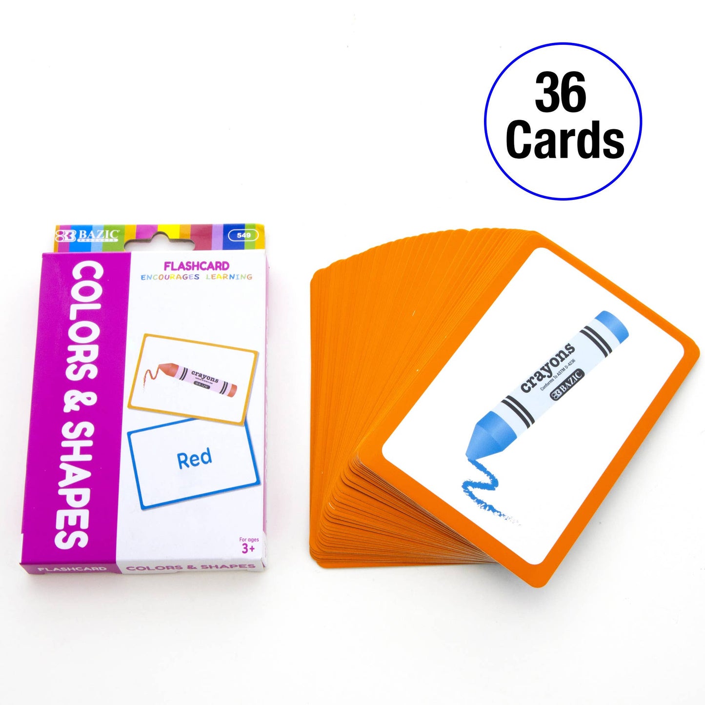 Colors and Shapes Flash Cards, Durable Printed Cards: 24