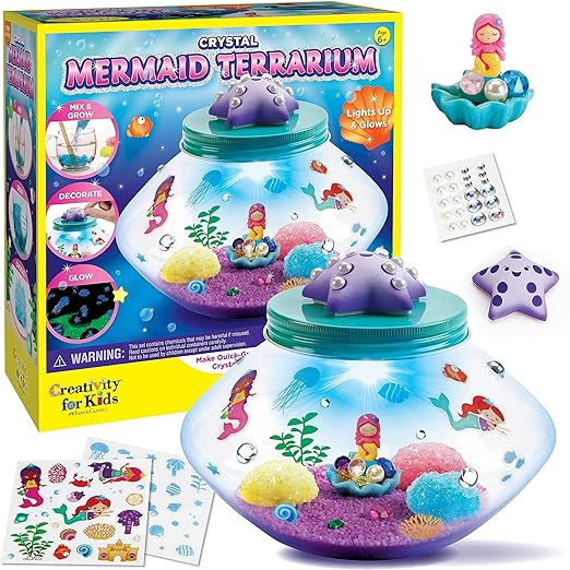 Creativity for Kids Crystal Mermaid Terrarium Kit - STEM Projects for Kids Ages 6-8+, Arts and Crafts for Girls and Boys, Multicolor