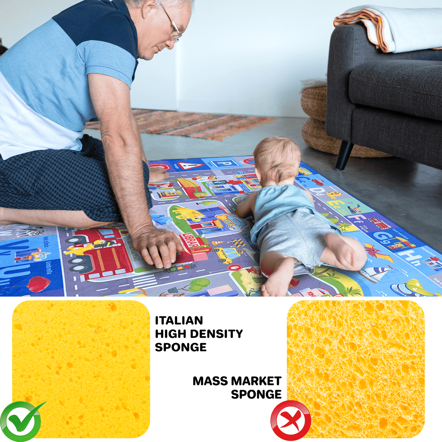 Floor Playmat | Super Soft Plush ABC Play Mat for Kids