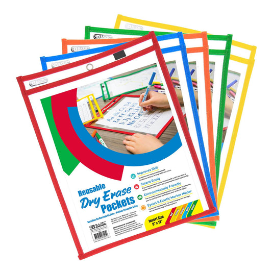 Dry Erase Pockets, Reusable 9" x 12" Sleeve