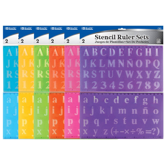 20mm Size Lettering Stencil Ruler Sets (2/Pack): 24