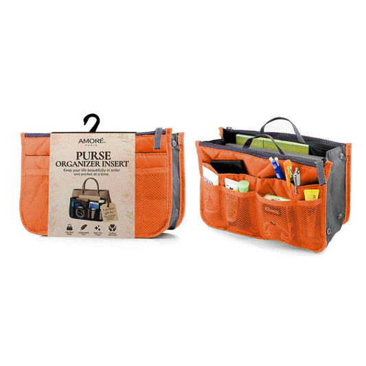 Travel Tote Handbag/Purse Insert Cosmetic Organizer: Orange