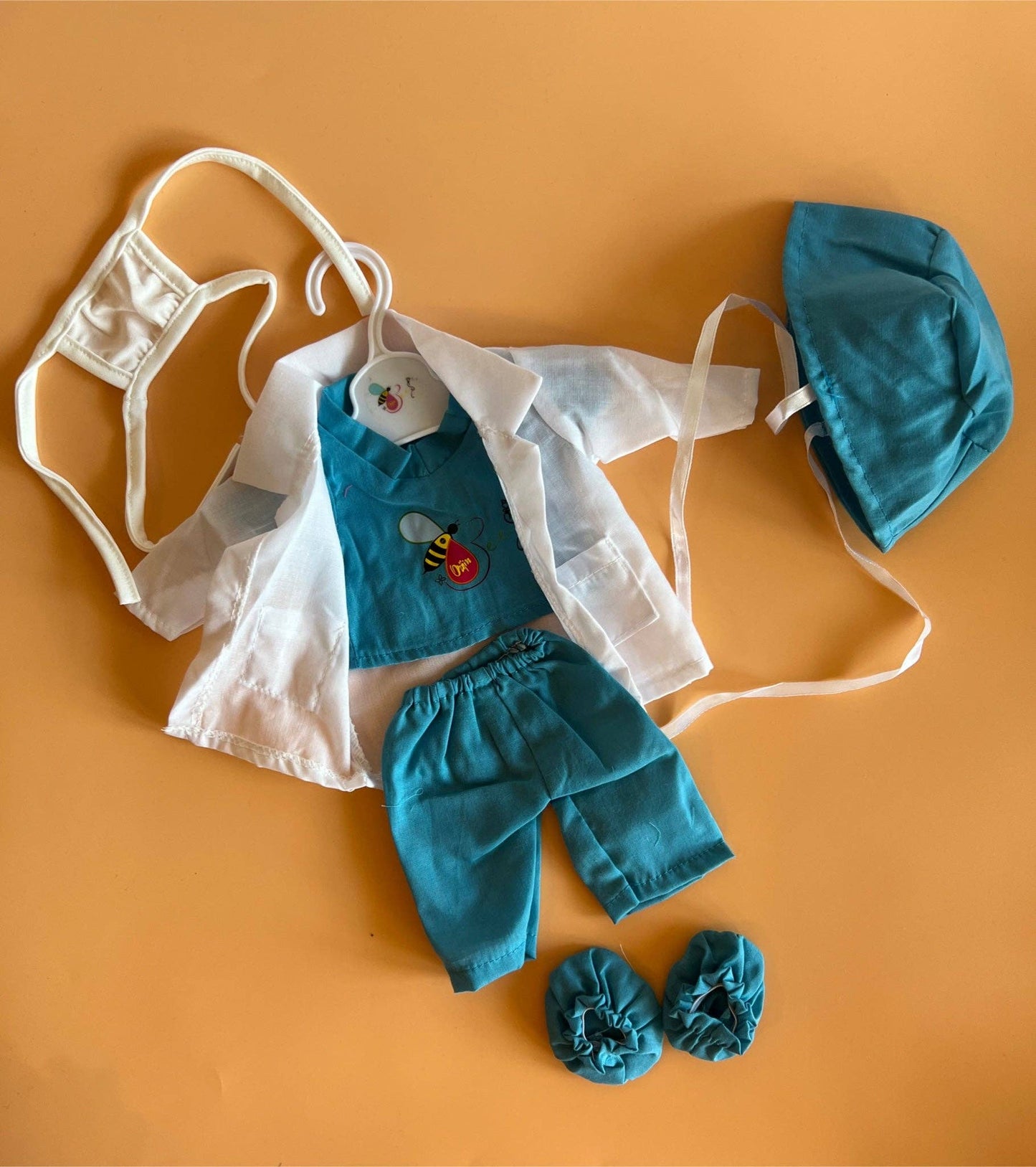 8 Piece Healthcare Hero Outfit (doll sold separately): Teal